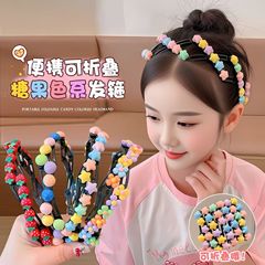 儿童发箍可伸缩折叠头箍女童头饰小女孩前额碎发发卡方便携带刘海