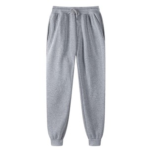 Factory wholesale 220 grams of solid color light version of the pants cross-border hip-hop men's and women's autumn and winter new Joker fleece-lined pants