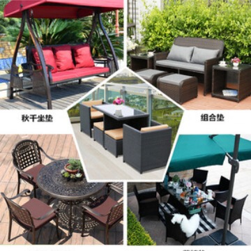 Outdoor sofa with high-density sponge, bay window, rectangular courtyard bench, outdoor waterproof wicker chair cushion, modern minimalist