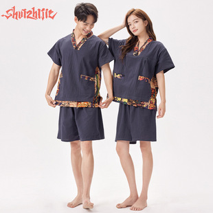 Sauna Suit, Cotton Bath Suit, Men's and Women's Couple Guest Suit, Sauna Suit, Beauty, Traditional Chinese Massage, Chest Double Layer, Ready-Made Cotton