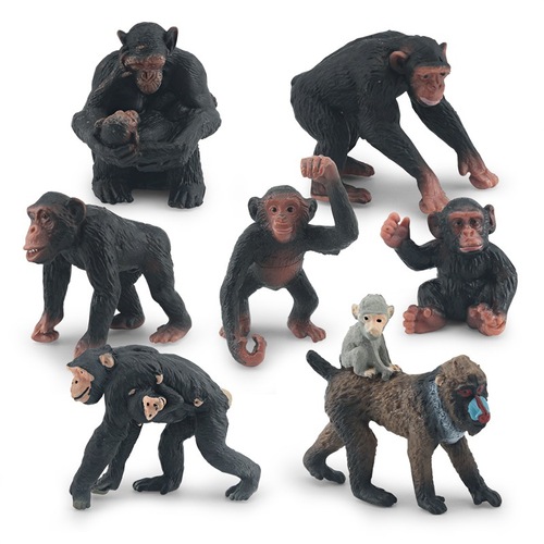 Cross-border simulation children's cognitive wild animals gorilla baboon model chimpanzee baboon carrying baby figurine toy 