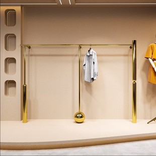 Clothing Store Titanium Display Rack Fashion Wall-mounted Floor-mounted Stainless Steel Clothes Shelf Store Display Shelf