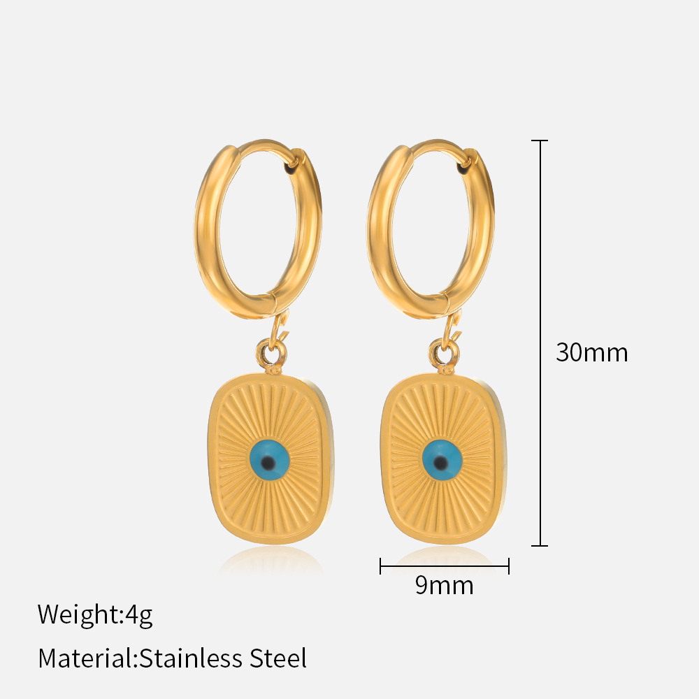 Fashion Devil's Eye Stainless Steel Gold Plated Drop Earrings 1 Pair display picture 1
