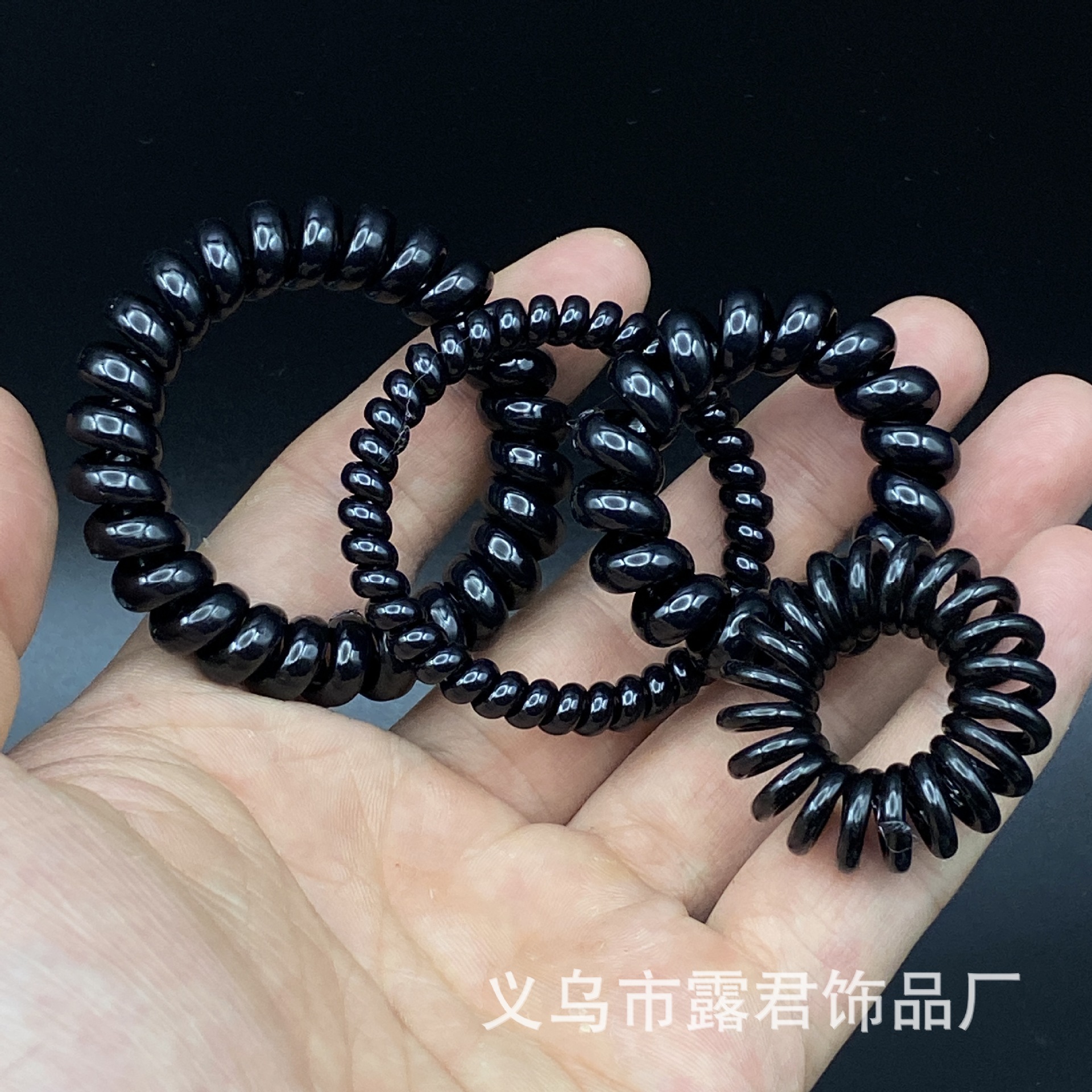 전화선 고무 밴드 헤어 밴드 여성용 헤어 로프 머리 장식 높은 포니 테일 고무 링 가죽 슬리브 와이어 스몰 사이즈 플러스 두껍고 얇은 블랙
