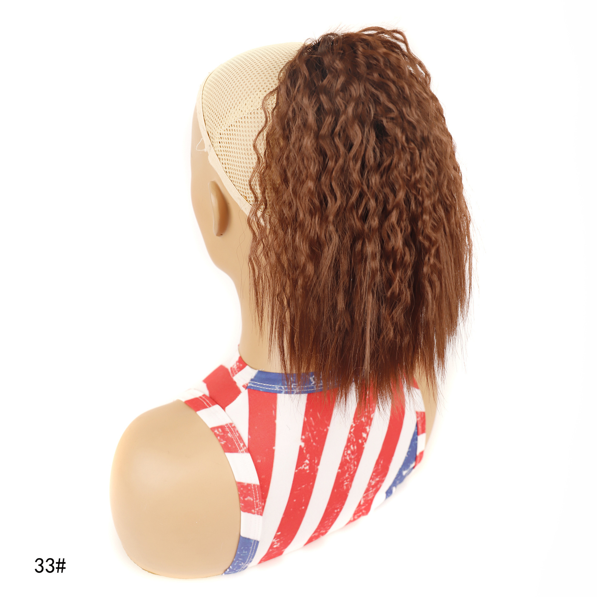Wig ponytail, short fluffy corn perm wig ponytail, African women's drawstring short ponytail wholesale_voghion.com