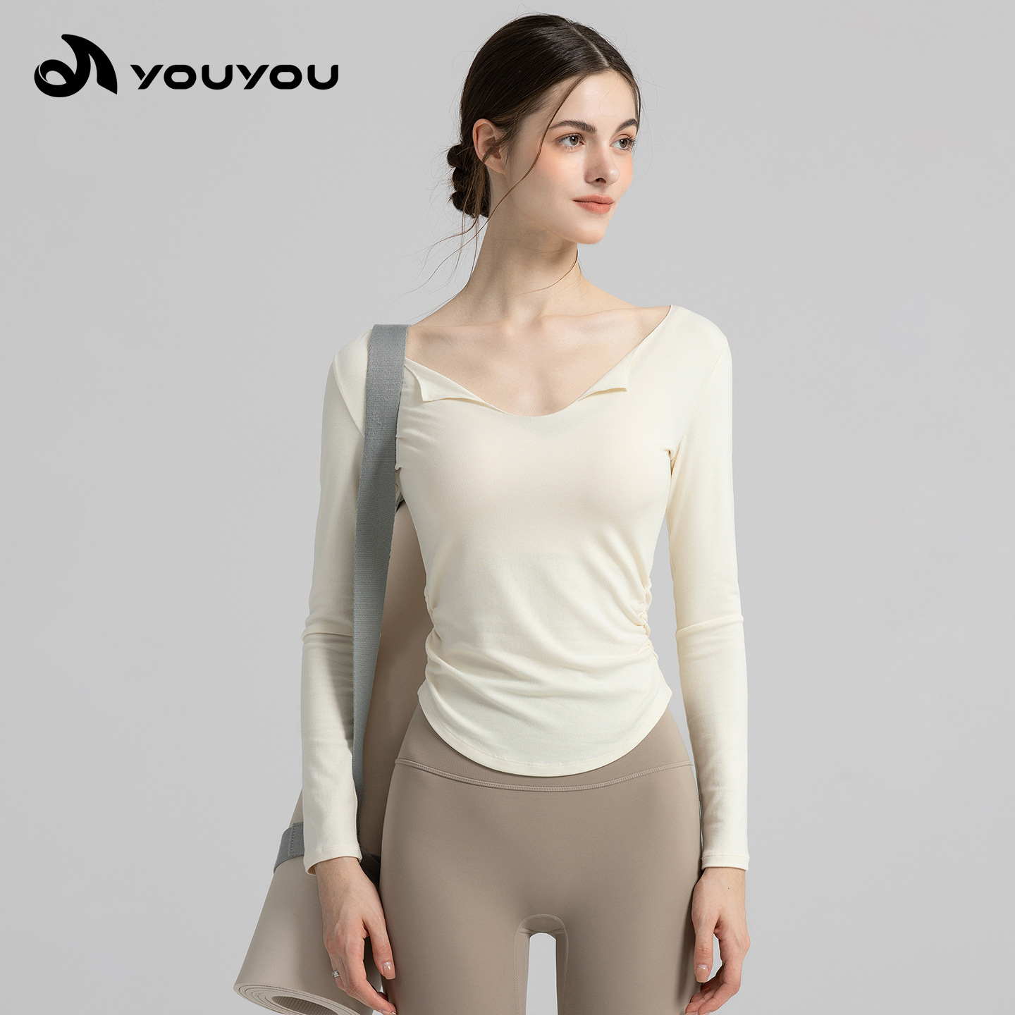 Yoga Clothes for Women 2025 New Style V Neck Long-Sleeved Sports T-Shirt Slimming Look Quick-Drying Slim Fit Pilates Fitness Clothes Top