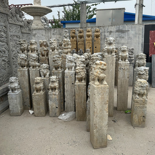 Stone Carved Horse Tethering Pile, Antique Imitation Old Stone Lion Horse Tethering Pile, Courtyard Indoor and Outdoor Floor-To-Ceiling Door Villa Ornaments