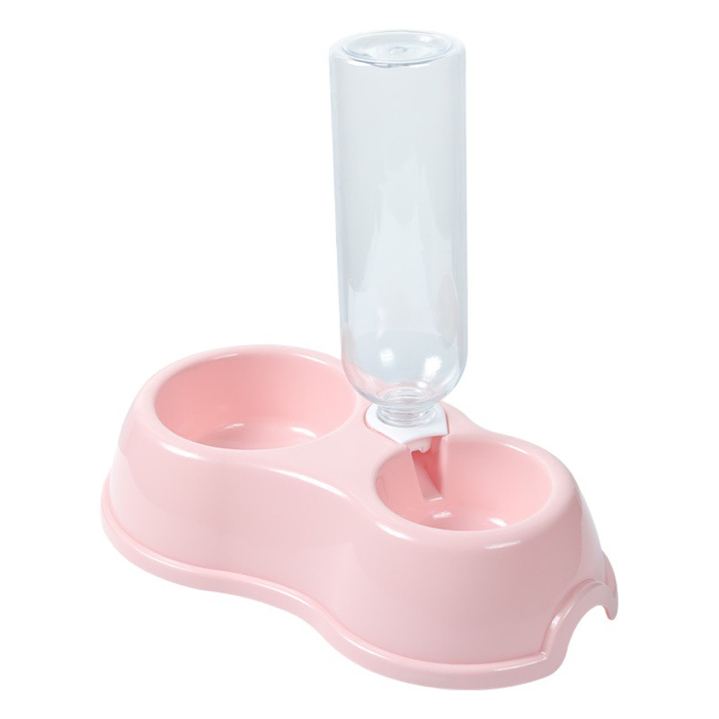 Nueva mascota doble tazón alimentación automática de plástico fuente de agua potable perro cuenca de doble propósito tazón gato y perro suministros para mascotas