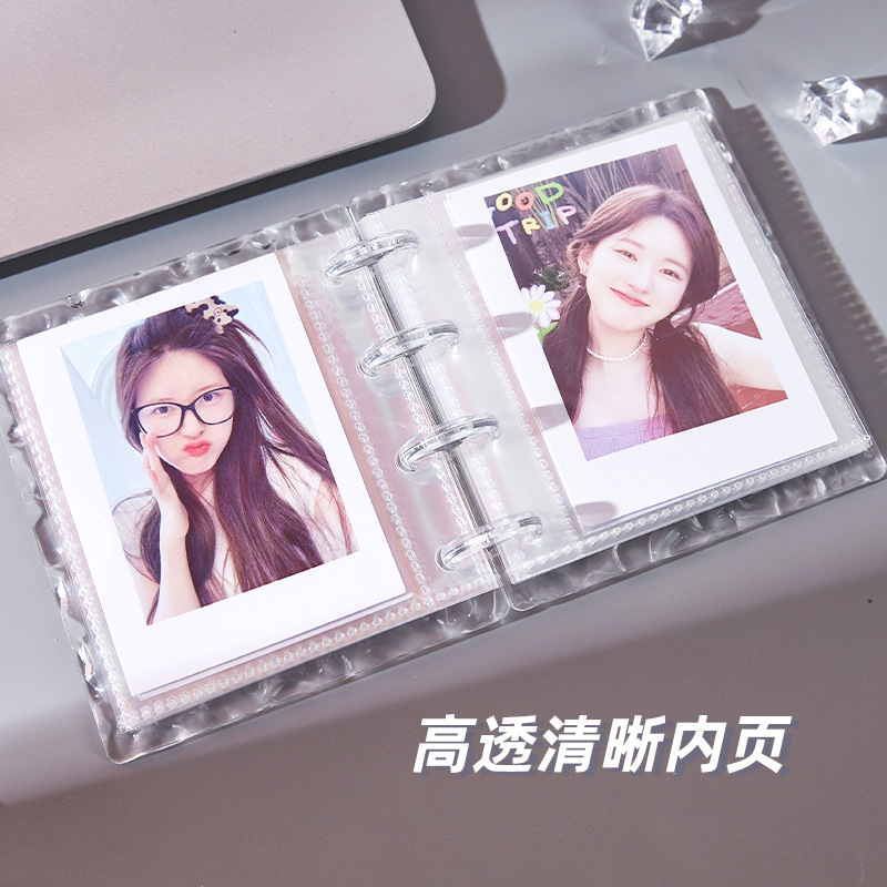 水波紋一宮格卡冊高顏值迷你3寸追星小卡收納冊透明拍立得相冊本