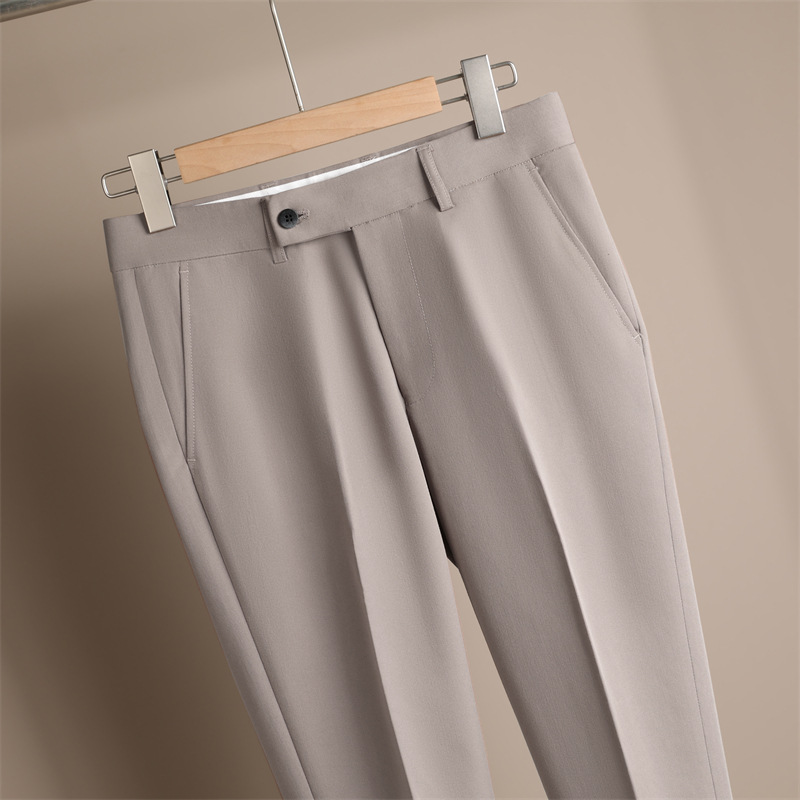 Gray Blue Pants Men's Small Straight Pants Business Work Summer Thin Casual Cropped Pants Men's Pants