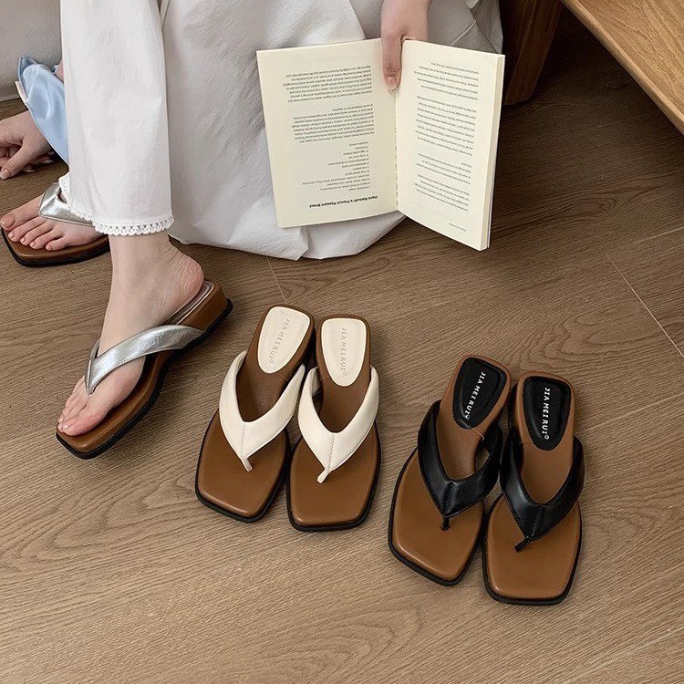 Fashion Toe Clip Flip-Flops 2025 Spring Summer New Thick Sole White-Slimming Large Size Women's Trendy Sandals_vogvips.com