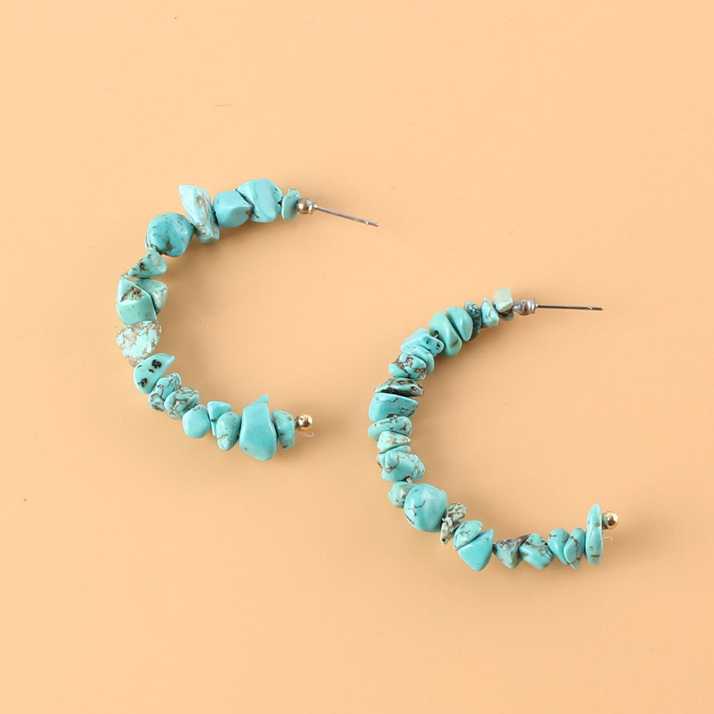 Vente En Gros Bijoux Boucles D&#39;oreilles Turquoise En Forme De C Nihaojewelry display picture 3