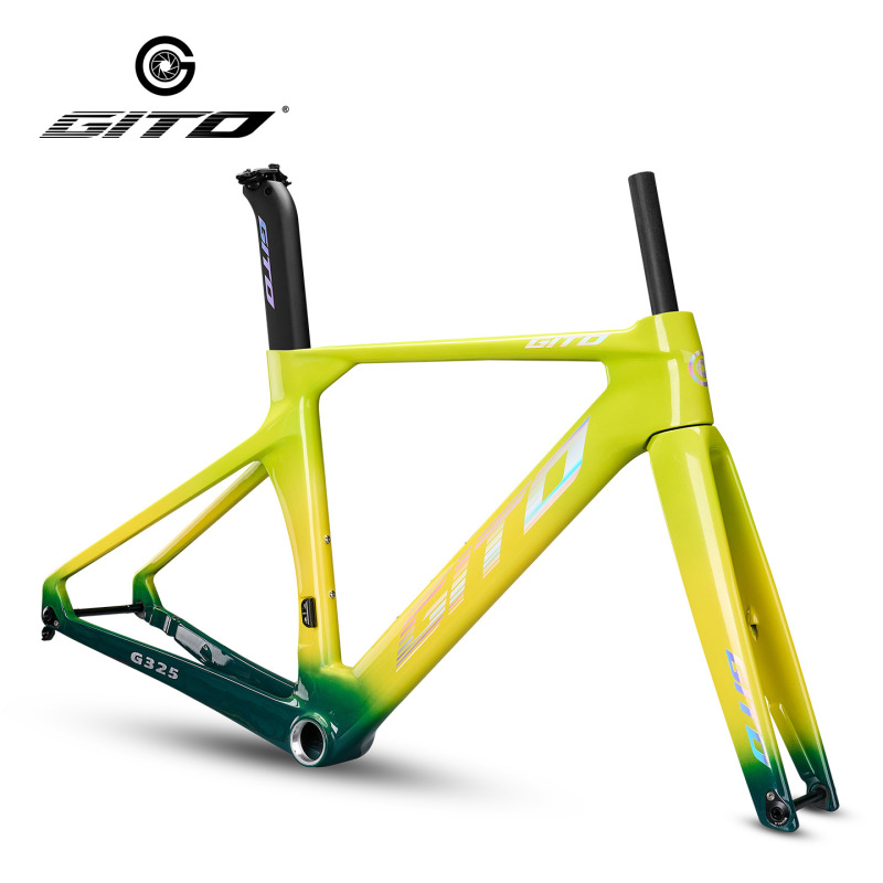 Jietuo Gito Full Carbon Fiber Road Bike Frame Set, Wind-Breaking Racing Entry-Level Lightweight Internal Cable Routing Disc Brake Carbon Frame