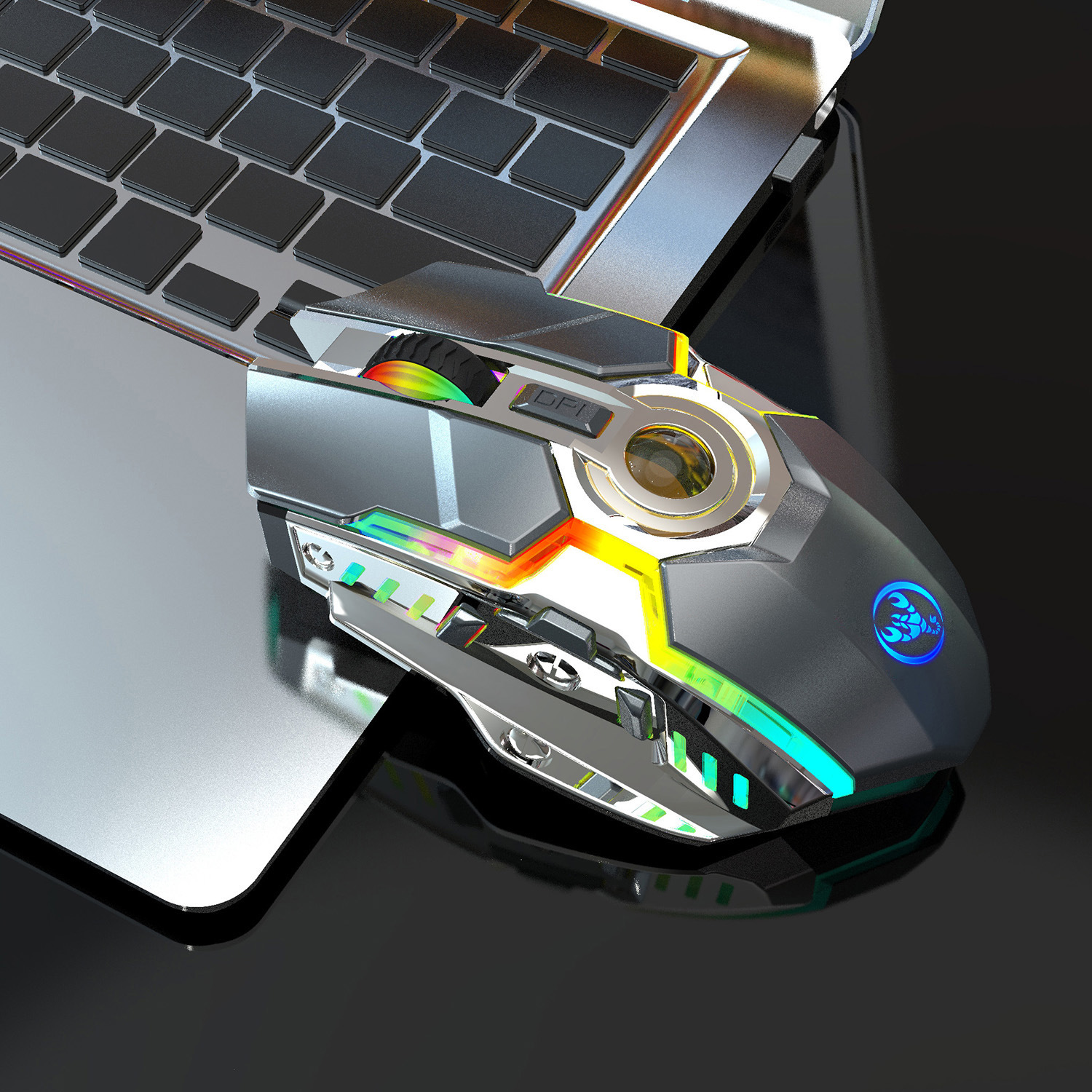 2023 Neue kabellose Gaming-Maus, RGB-Licht, 2400 dpi, verstellbar, geeignet für PC und Desktop-Computer_voghion.com