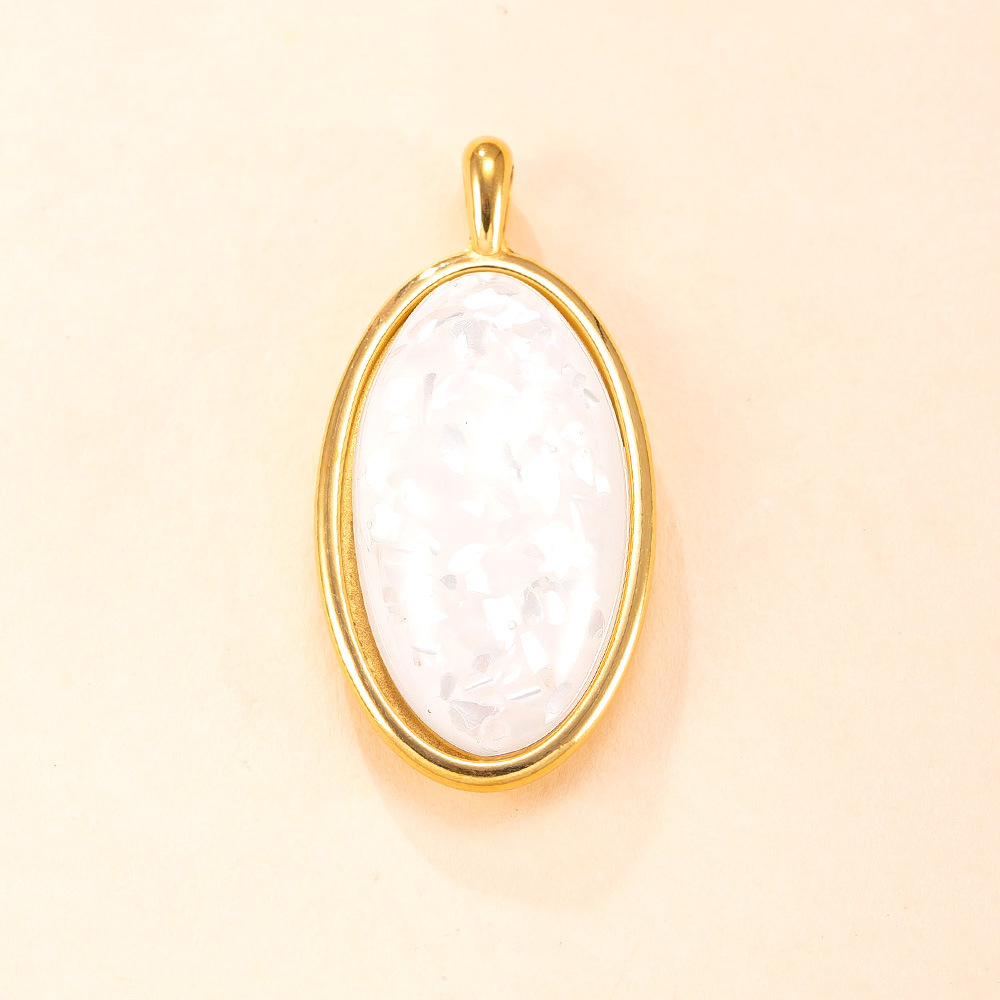 Colgante único, joyería de acero inoxidable transfronterizo, fundición, accesorios de collar de piedra natural geométrica, fábrica de accesorios de acero de titanio simples y versátiles