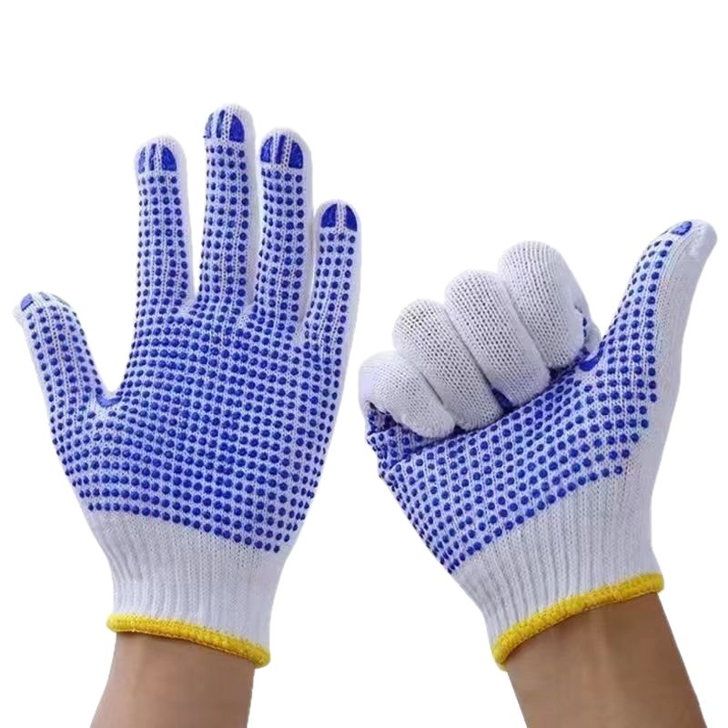 Guantes de distribución antideslizante de hilo de algodón de fábrica para trabajo seco más resistente al desgaste guantes de hilo de algodón transpirables guantes de protección laboral