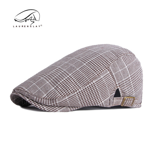 Plaid beret men's British retro spring and summer thin Korean style fashionable casual forward hat women's duck bill painter's hat