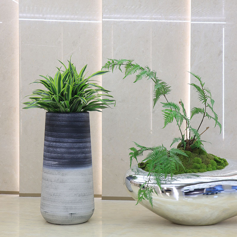 Macetas grandes de piso a techo exclusivamente transfronterizas, gradación de plástico, decoración de villa creativa nórdica, sala de estar, hogar, plantas verdes, macetas de alta profundidad