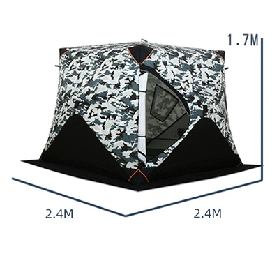Thickened Winter Fishing Tent Outdoor, Avtomobil dam çadırları - c-style-camouflage-color-2424207m-2-chimney-vents-3-4-people