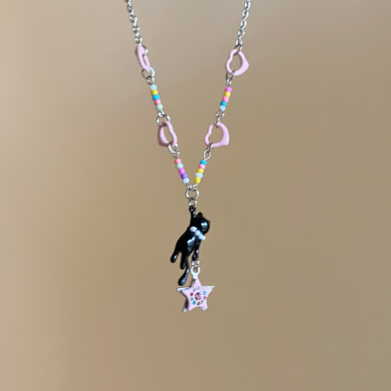Fuchsia chain for key bag with bow