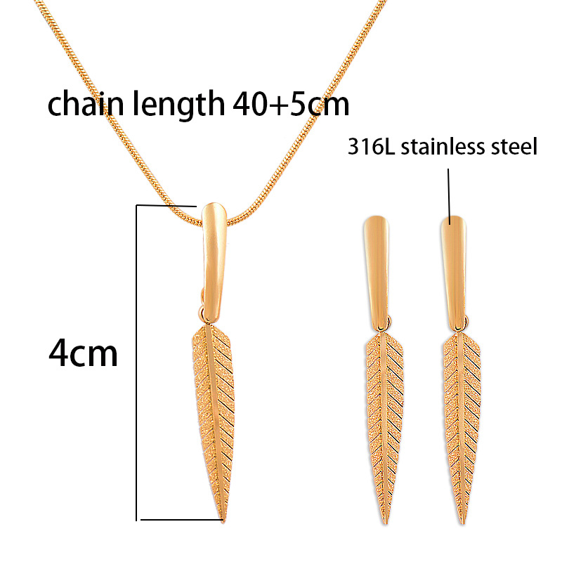Fashion Leaves Titanium Steel Earrings Necklace display picture 5