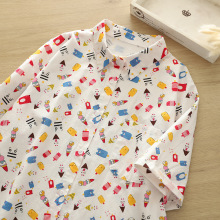 81368文艺减龄冰淇淋印花短袖衬衫 女减龄夏新款宽松显瘦衬衣上衣