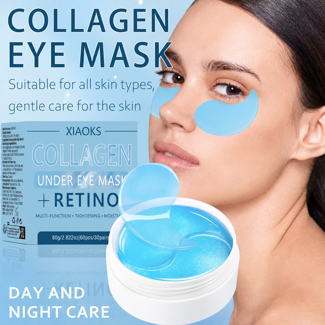 XIAOKS Cross-Border Collagen Retinol Crystal Eye Mask Hydrates, Brightens, and Repairs Dry Eye Area, In Stock