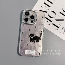 羽纱黑猫郁金香适用iPhone15promax苹果14手机壳13全包12新款11软