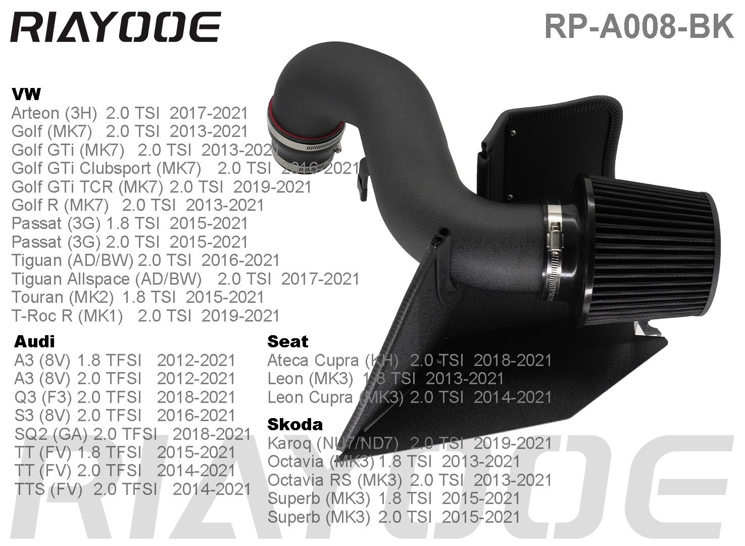 Car Air Intake Modification Kit Suitable for Volkswagen Audi Skoda Seat Ea211 Ea888 Engine