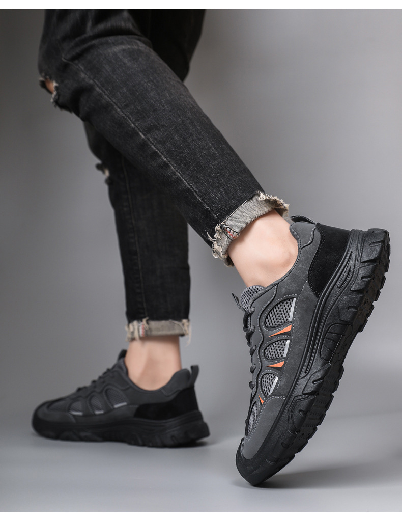 新しいメンズ春秋ハイキングメンズシューズウォーキングスニーカーゴム新カジュアルノンスリップアウトドアメンズトラベルシューズ