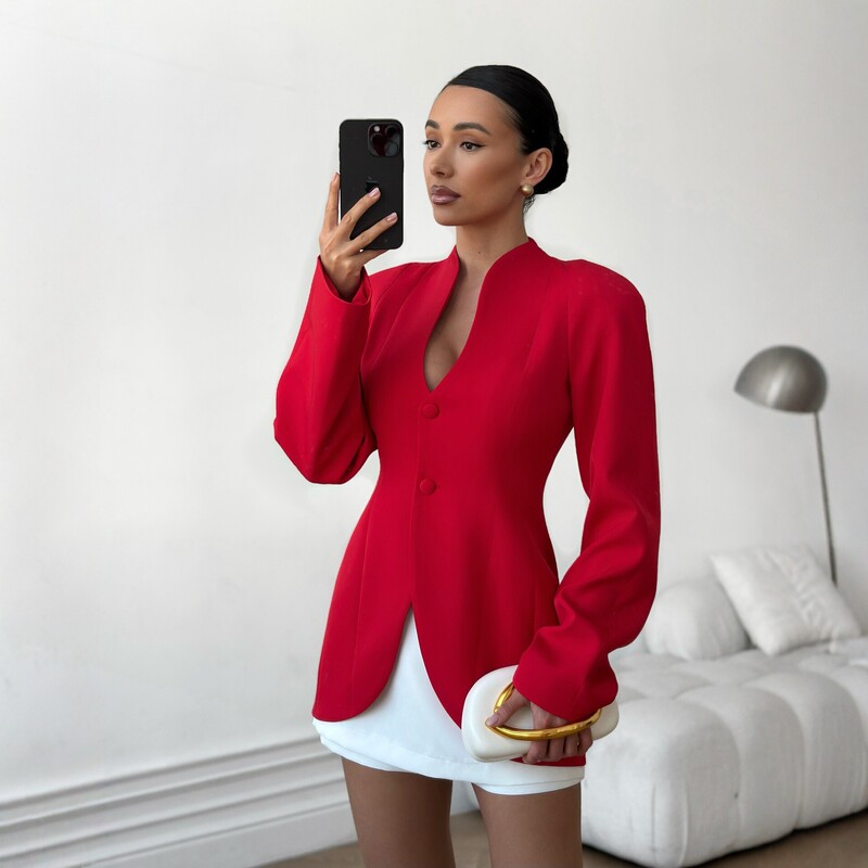 2026 New Cross-Border European and American Style Slim-Fit Asymmetrical Blazer Long-Sleeve Fashion Elegant Solid Color Top