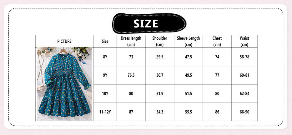 Mädchen Blumen Kleid Langarm Herbst Prinzessinnen Look_voghion.com