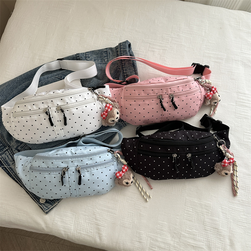 Este año, la moda fresca y dulce bolso de pecho para mujeres 2026 verano nuevo punto de onda bolso de hombro bolso de cintura de estilo extranjero