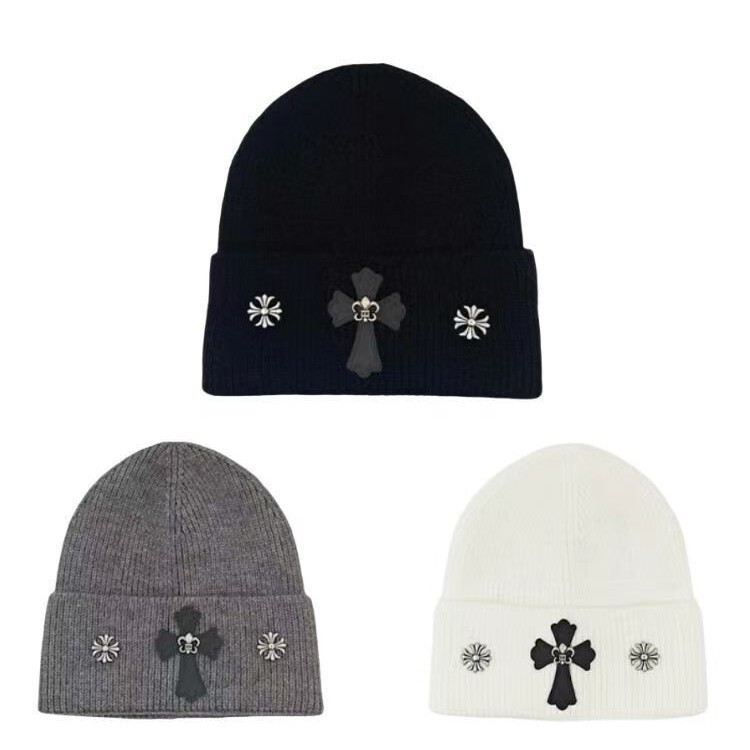 Korean-style Men's and Women's Warm Ear Protection Knitted Embroidered Cold Hat All-match Cross Autumn and Winter Fashion Wool Hat for Couples