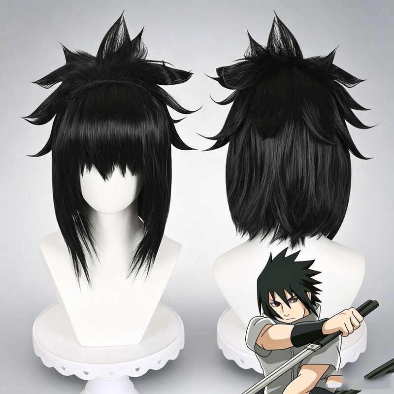 Anime Cosplay Wig Naruto Uchiha Sasuke Wig High-Temperature Fiber Rose Net Adjustable Headgear Wholesale