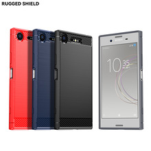 适用索尼XZ1手机壳Xperia XZ1Compact拉丝碳纤维保护套防摔软壳套