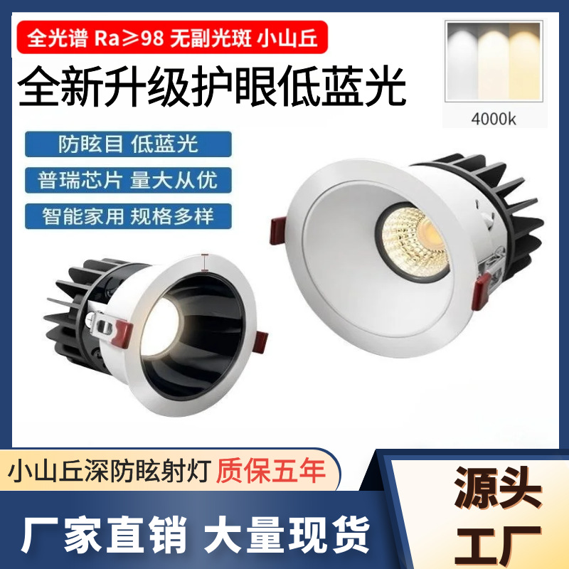 No main light, hill-shaped spotlight, recessed COB wall washer light, 98% color rendering index, anti-glare, full spectrum, no secondary light spot, home use.
