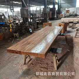 新中式老榆木旧木桌面复古木质民宿摆放茶桌餐厅长方形板材