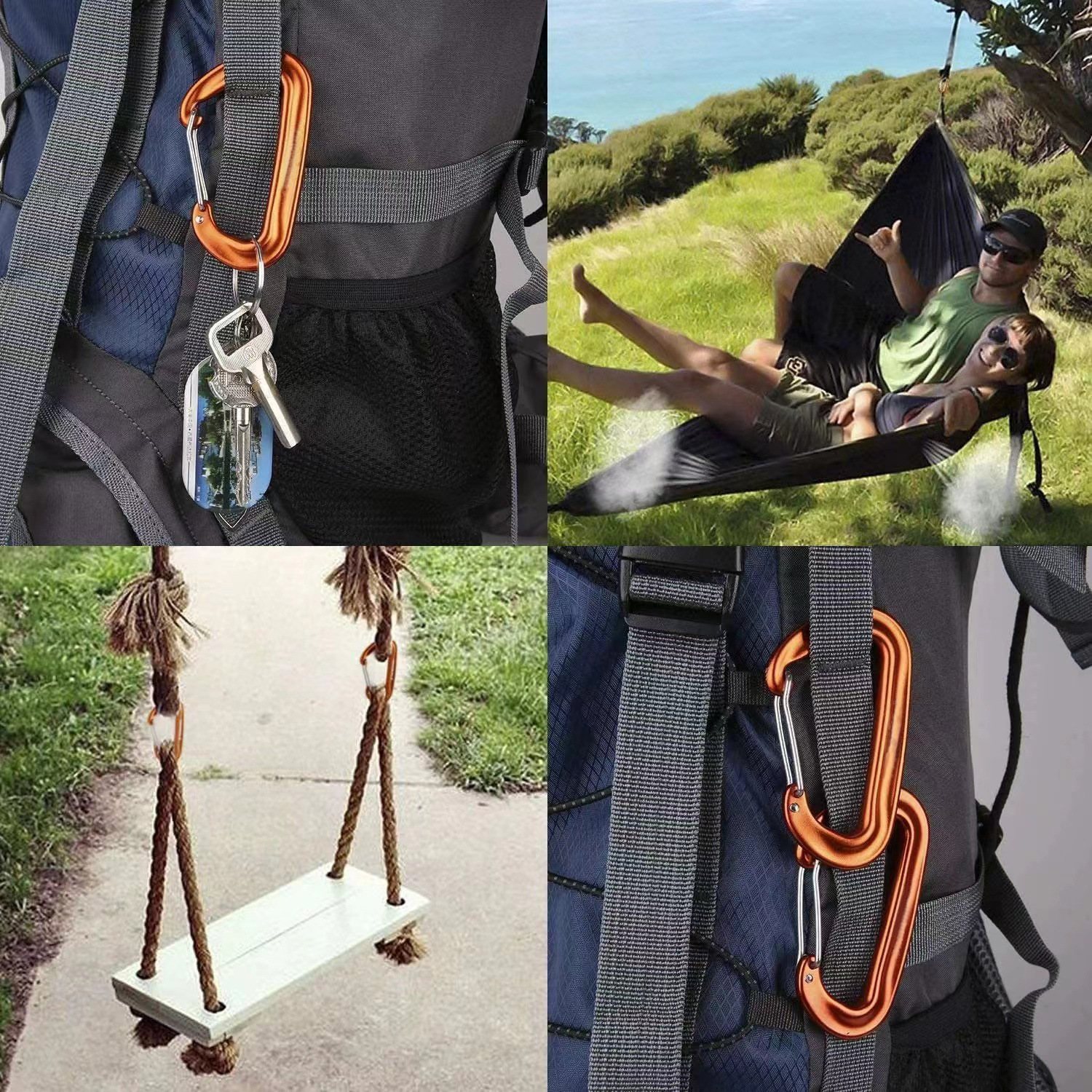 Fuente de la fábrica 7075 aleación de aluminio tipo D 12kn mosquetón mochila rápida hebilla colgante al aire libre camping hamaca gancho