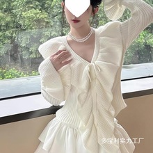 奶fufu白色毛衣秋冬日系软糯温柔风针织衫女蓬蓬半身裙两件套装裙