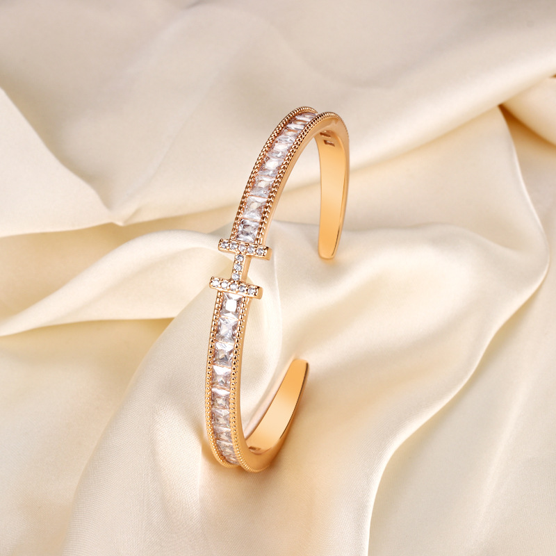 Exquisita pulsera transfronteriza con diamantes en forma de H para mujer, estilo europeo y americano, versátil, elegante, joyería de alta gama, venta al por mayor y envío directo.