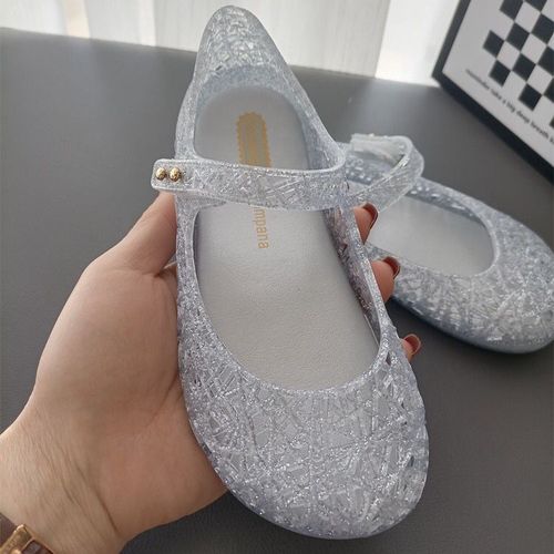 2024 Melissa Summer Children's Shoes Princess Shoes Children's Crocs Bird's Nest Hollow Soft Sole Jelly Shoes Girls Sandals