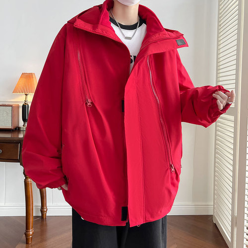 Two-piece jacket manufacturer straight hair  winter clothing for men and women couples outdoor waterproof multi-zipper thickened jacket