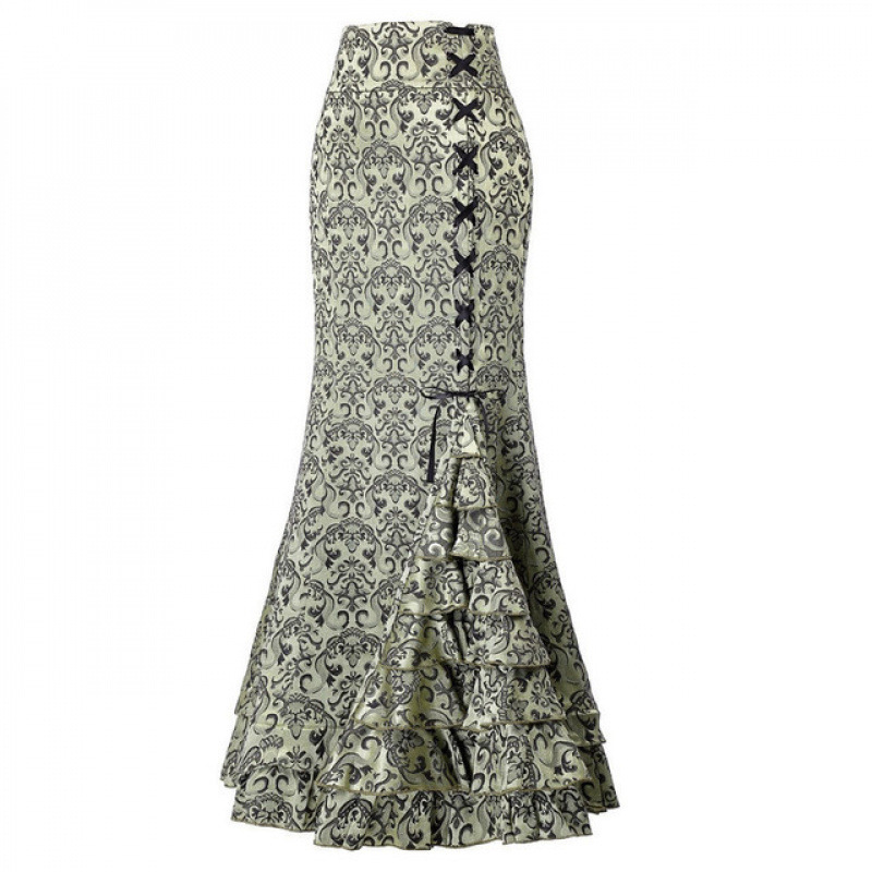 Punk Vintage Jacquard Mermaid Skirt女个性朋克复古提花鱼跨境|undefined