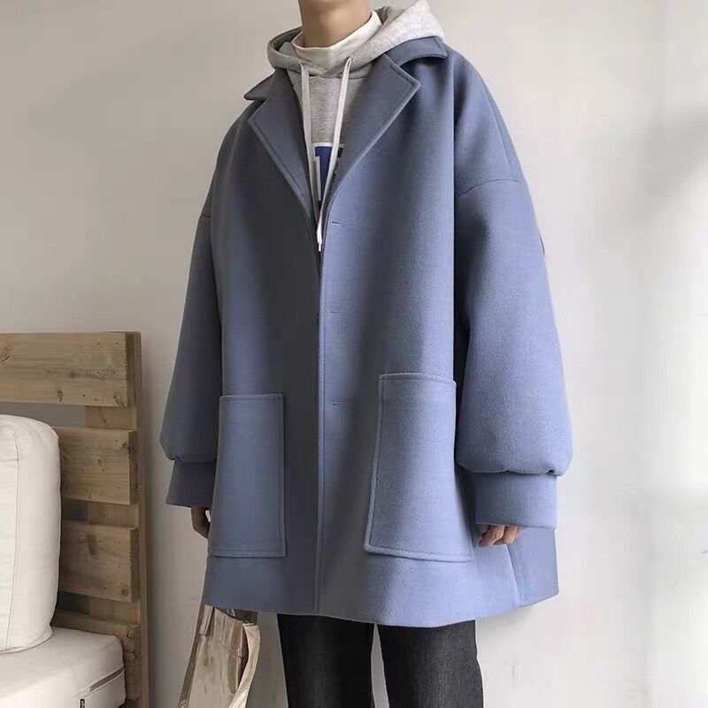 INS trench coat hombres abrigo de longitud media Otoño e Invierno estudiantes estilo coreano suelta moda guapo ropa de otoño hombres image 4