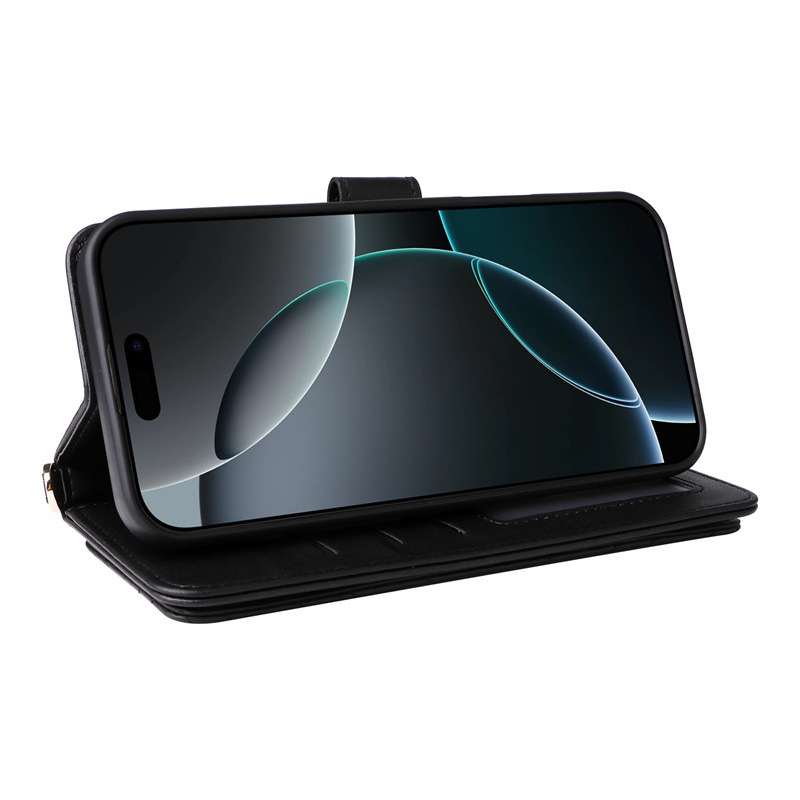 Étui portefeuille en cuir multifonction avec porte-cartes pour iphone 16 pro max_voghion.com