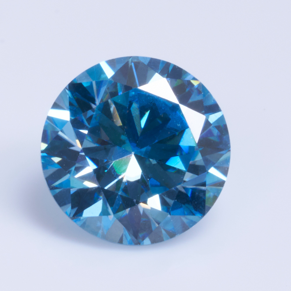 1 quilates de piedra de mosaico colorida redonda ocho corazones ocho flechas azul marino Wuzhou gemas artificiales piedra desnuda al por mayor