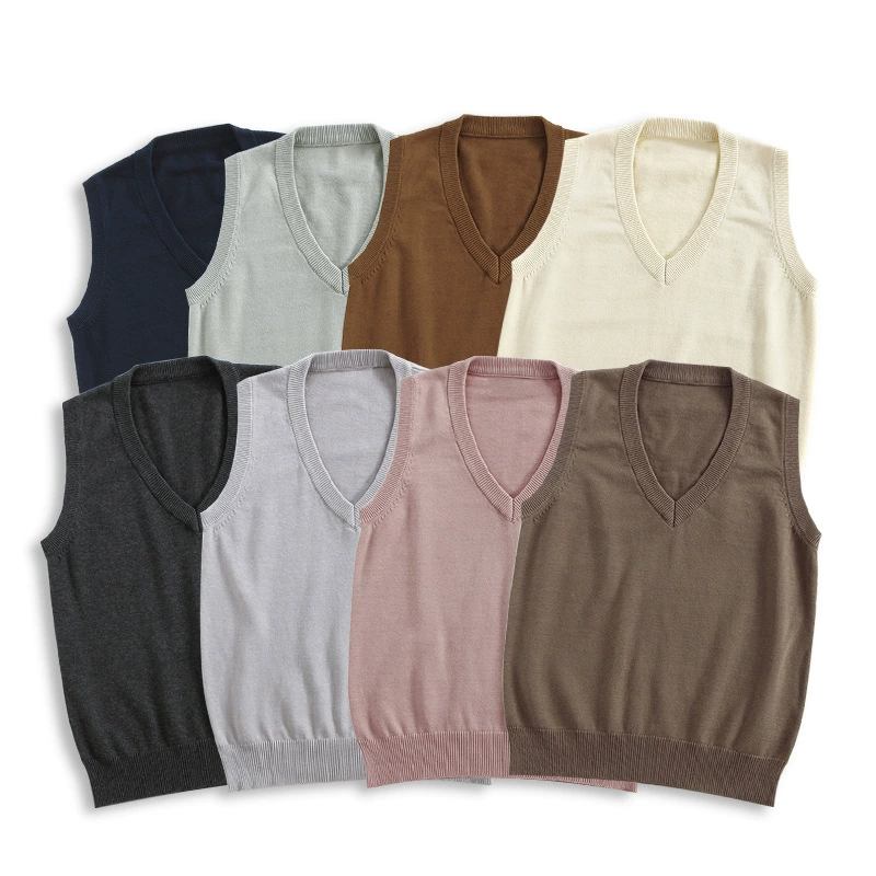 Базовый набор с v-образным вырезом JK свитер униформа жилет без рукавов тонкий сплошной цвет свитер студентки на складе