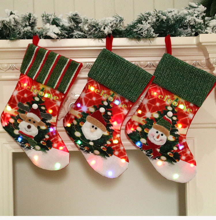 Wholesale New Large Led Luminous Christmas Socks Gift Bag Nihaojewelry display picture 12