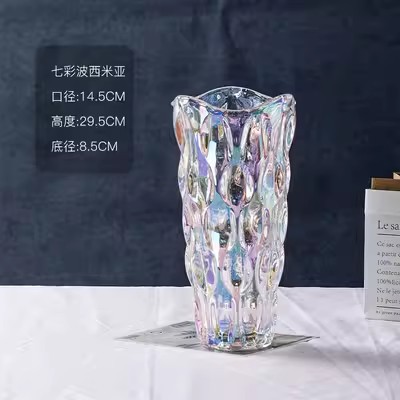 Artesanías de estilo europeo de la vendimia florero de cristal al por mayor florero bohemio de lujo ligero decoración del hogar arreglo floral